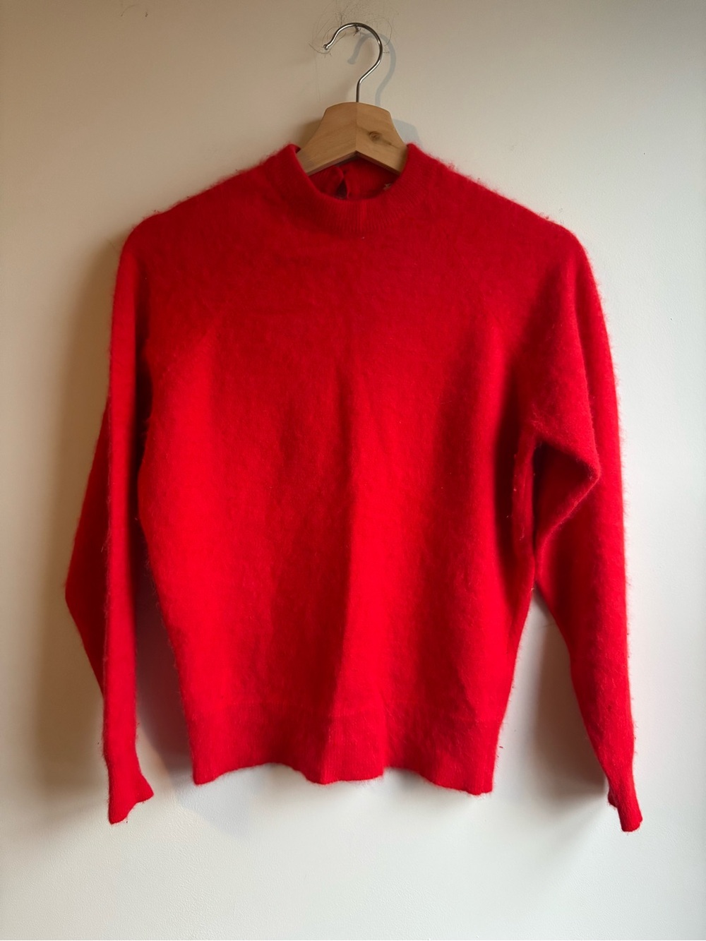 Vintage Angora Blend Red Women's Mock Neck Sweater